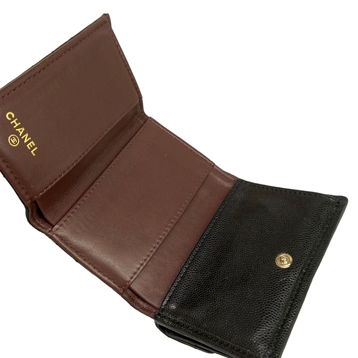 Chanel Trifold Wallet Classic Small Flap Quilted Black Gold — view 3