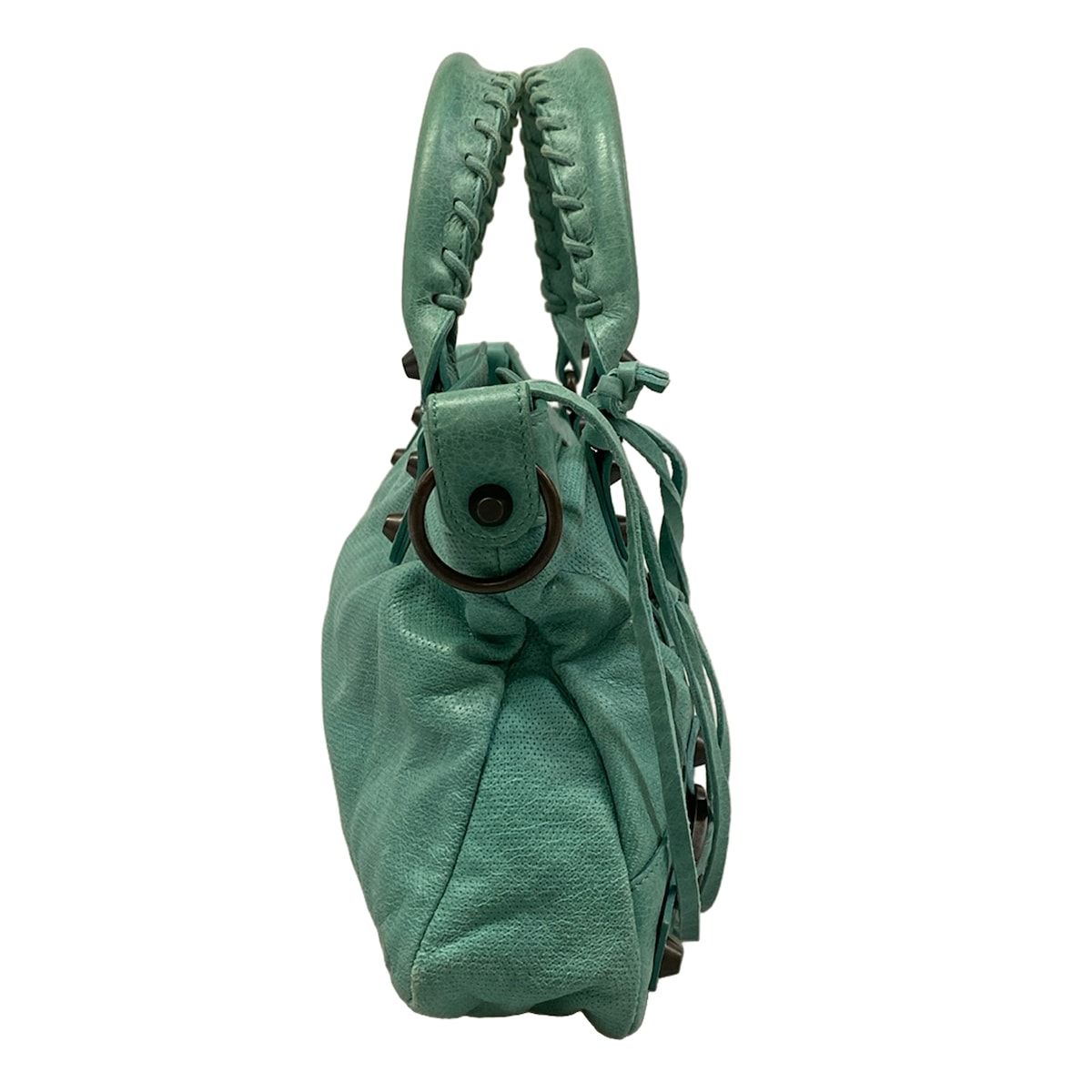 Balenciaga Handbag the First Light Green Perforated Leather — view 2