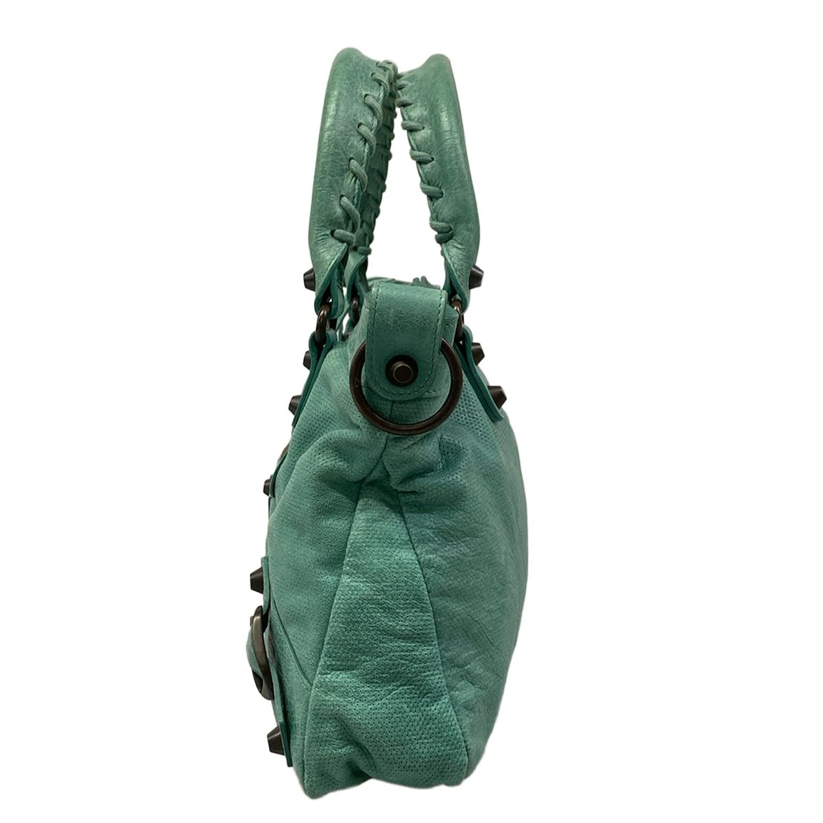 Balenciaga Handbag the First Light Green Perforated Leather — view 4