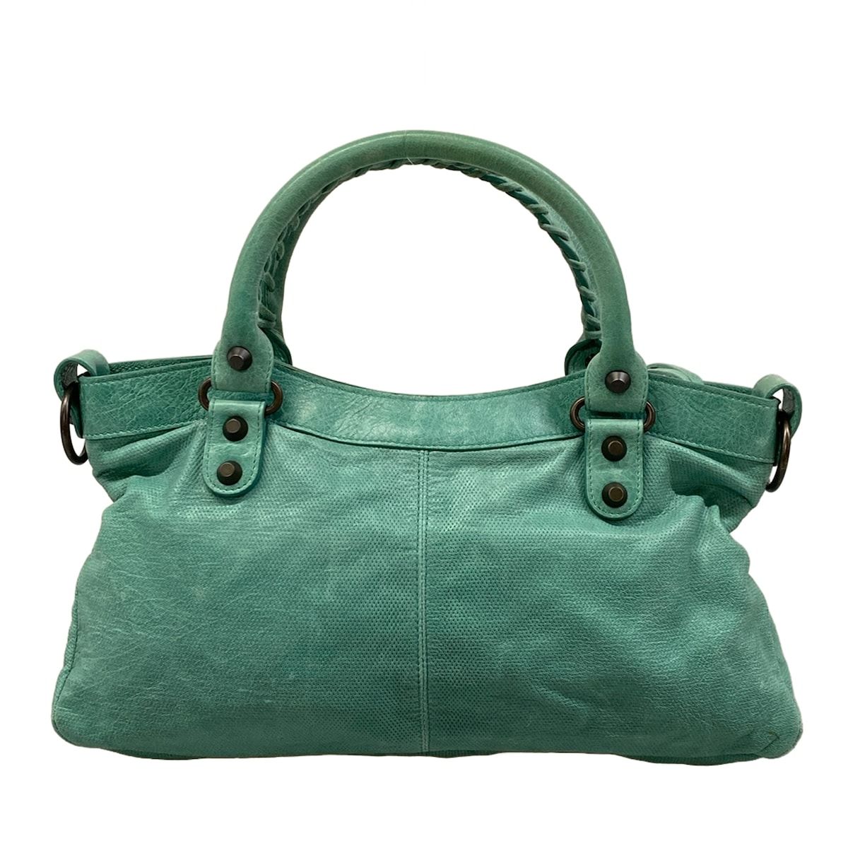 Balenciaga Handbag the First Light Green Perforated Leather — view 3