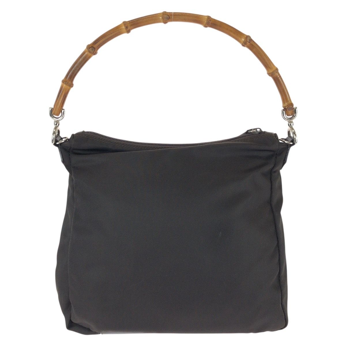 Gucci Bamboo 2-Way Dark Brown Silver Nylon Shoulder Bag — view 2