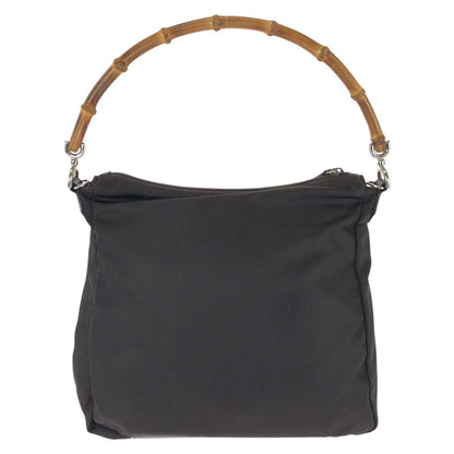 Gucci Bamboo 2-Way Dark Brown Silver Nylon Shoulder Bag — view 2