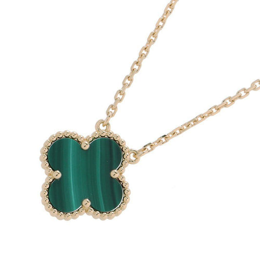 Van Cleef & Arpels Necklace Vintage Alhambra Pendant Malachite 18k Yellow Gold