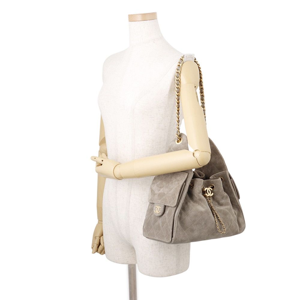 Chanel Chain Shoulder Bag CC Logo 25 Small Suede — view 4
