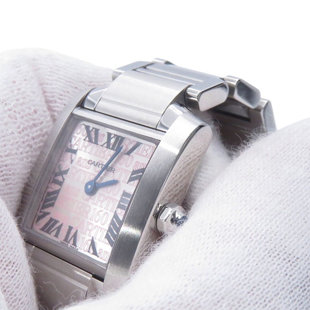 Cartier Tank Francaise SM 160th Anniversary Asia Limited Watch Silver Pink Dial — view 5