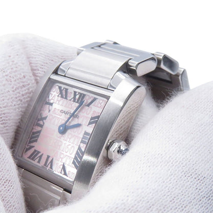 Cartier Tank Francaise SM 160th Anniversary Asia Limited Watch Silver Pink Dial — view 5