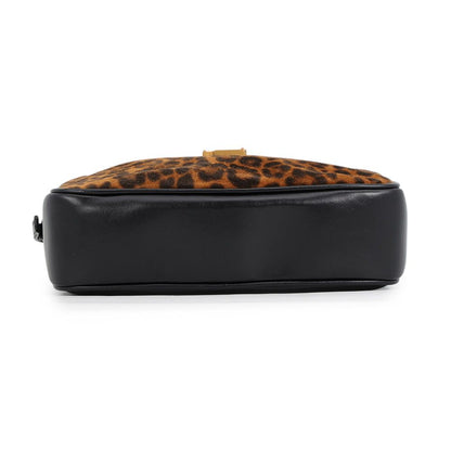 Saint Laurent Paris Shoulder Bag Lou Leather Suede Leopard Black — view 3