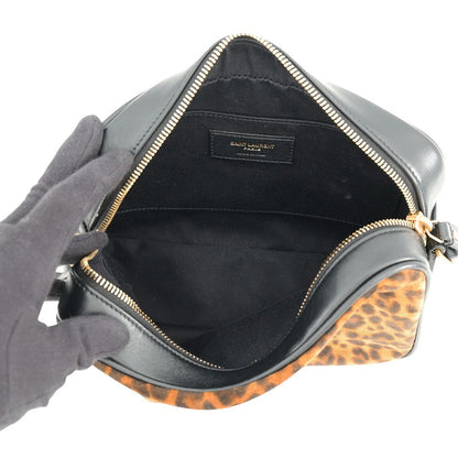 Saint Laurent Paris Shoulder Bag Lou Leather Suede Leopard Black — view 5