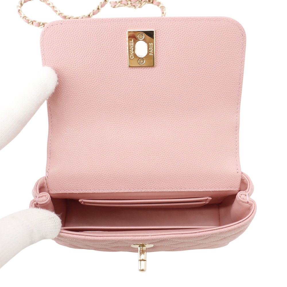 Chanel Handbag Quilted Coco Handle Mini Caviar Leather 2-Way Chain — view 6