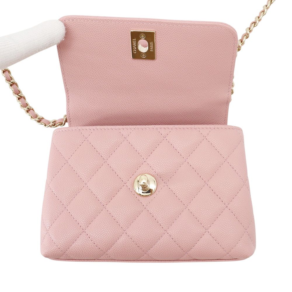 Chanel Handbag Quilted Coco Handle Mini Caviar Leather 2-Way Chain — view 5
