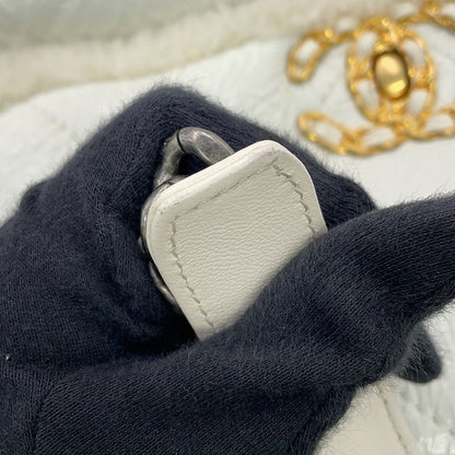 Chanel Chain Shoulder Bag Chanel 19 Flap CC Logo Lambskin Shearling White 2-Way — view 8