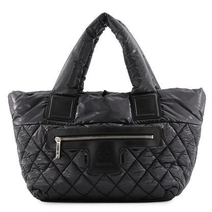 Chanel Tote Bag Quilted CC Logo Coco Cocoon Small Nylon Black
