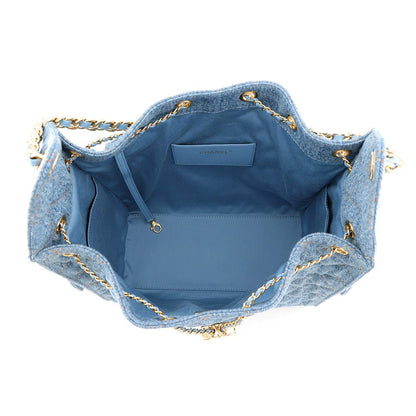 Chanel Chain Shoulder Bag 25 Medium CC Logo Quilted Denim — view 5