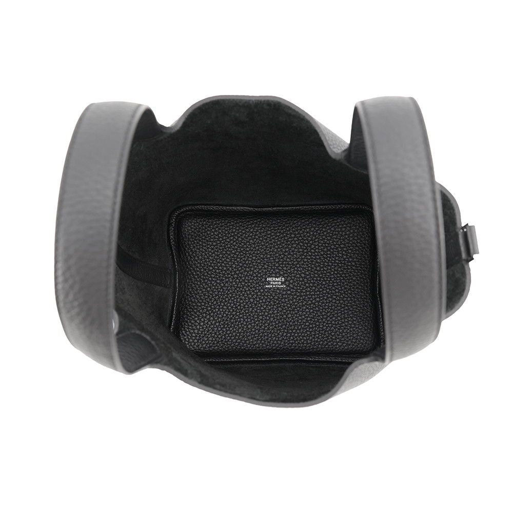 Hermes Handbag Picotin Lock PM Black Silver Taurillon Clemence — view 5