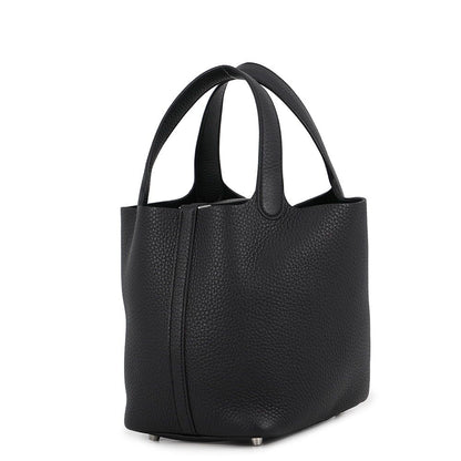 Hermes Handbag Picotin Lock PM Black Silver Taurillon Clemence — view 2