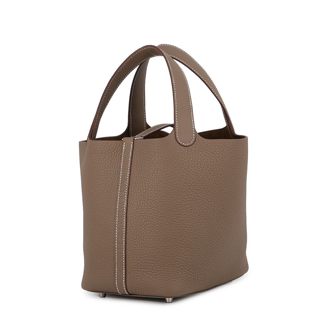 Hermes Handbag Picotin Lock PM Etoupe Silver Taurillon Clemence — view 2