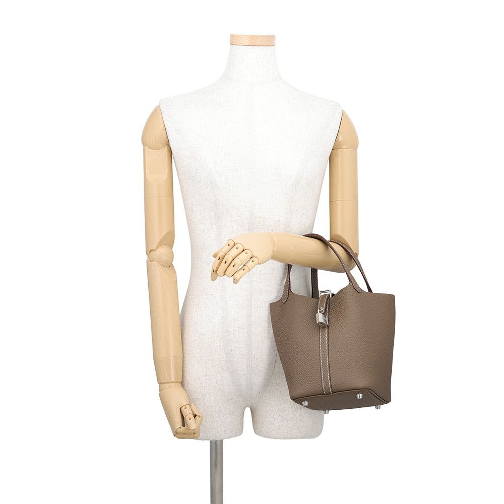 Hermes Handbag Picotin Lock PM Etoupe Silver Taurillon Clemence — view 4