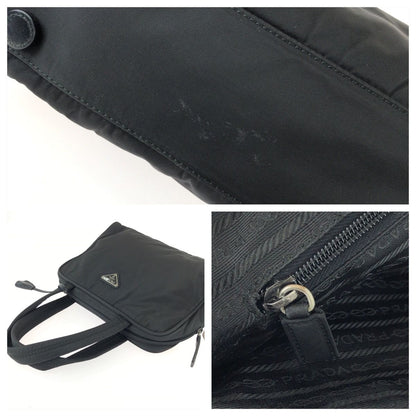 Prada Tessuto Black Silver Nylon Handbag — view 6