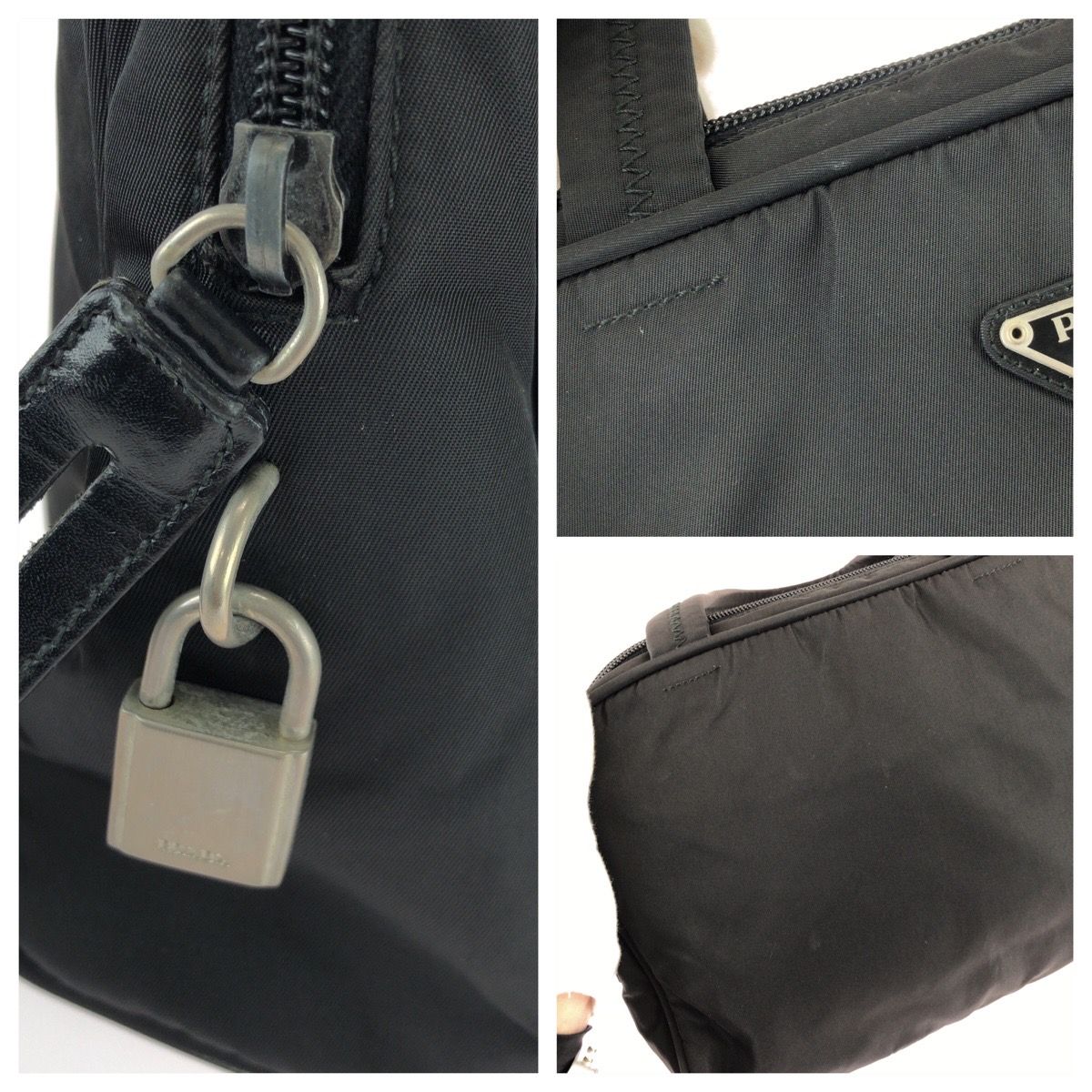 Prada Tessuto Black Silver Nylon Handbag — view 5