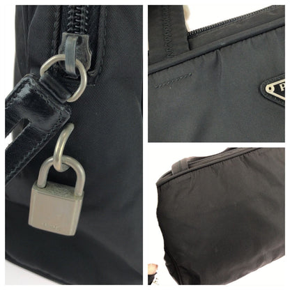 Prada Tessuto Black Silver Nylon Handbag — view 5