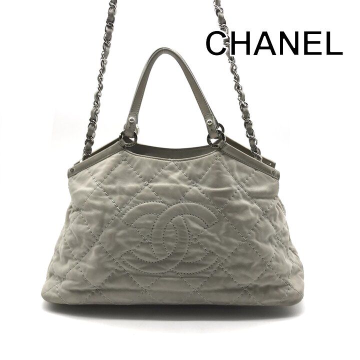 Chanel CC Logo Suede Wild Stitch 2-Way Bag Gray Bag