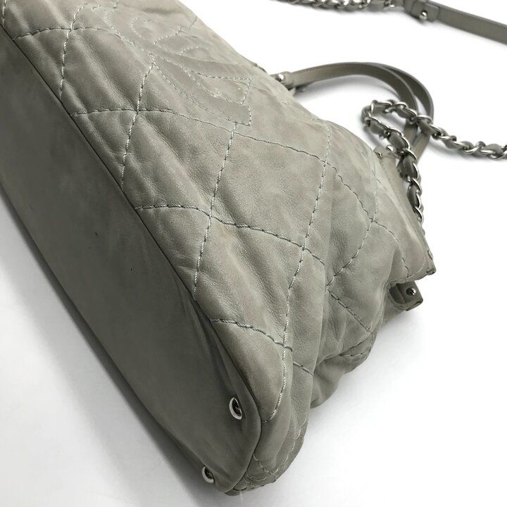 Chanel CC Logo Suede Wild Stitch 2-Way Bag Gray Bag — view 5