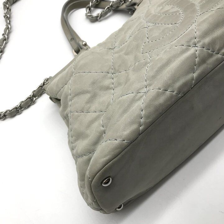 Chanel CC Logo Suede Wild Stitch 2-Way Bag Gray Bag — view 6