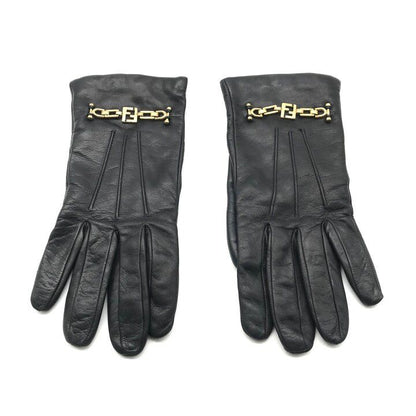 Fendi Leather Gloves FF Logo Black — view 2