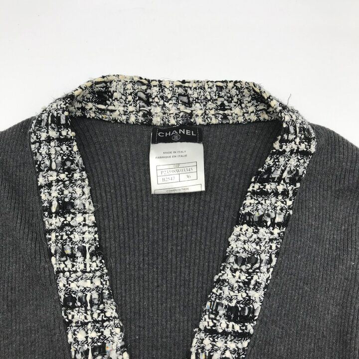 Chanel CC Logo Cardigan Gray — view 2