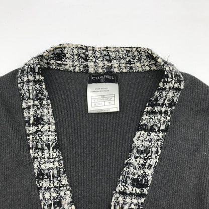 Chanel CC Logo Cardigan Gray — view 2