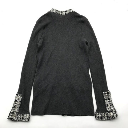 Chanel CC Logo Cardigan Gray — view 4
