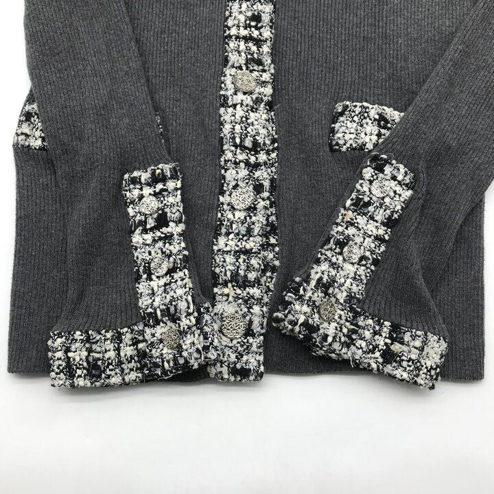Chanel CC Logo Cardigan Gray — view 3