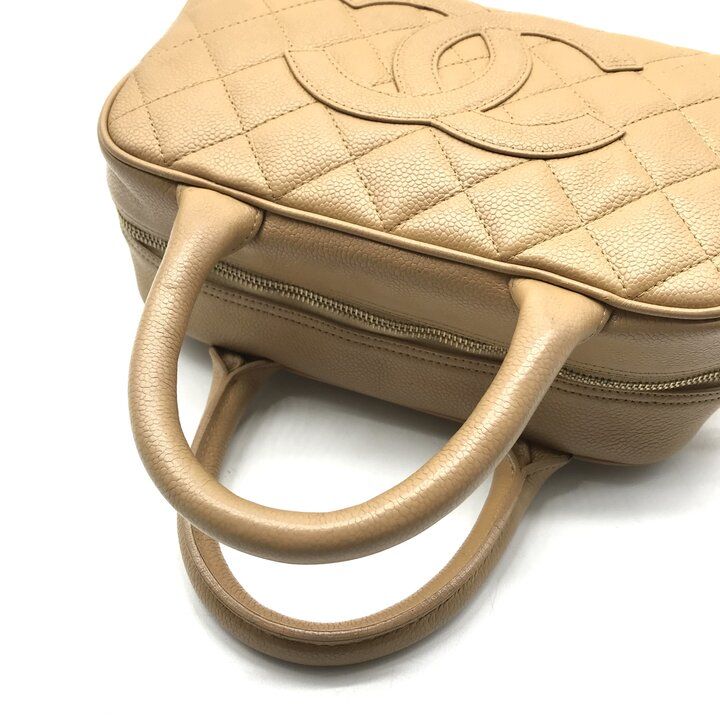 Chanel CC Logo Jumbo CC Quilted Mini Boston Hand Bag Beige — view 7