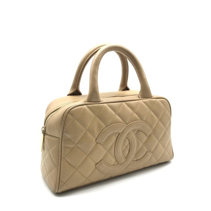 Chanel CC Logo Jumbo CC Quilted Mini Boston Hand Bag Beige — view 2