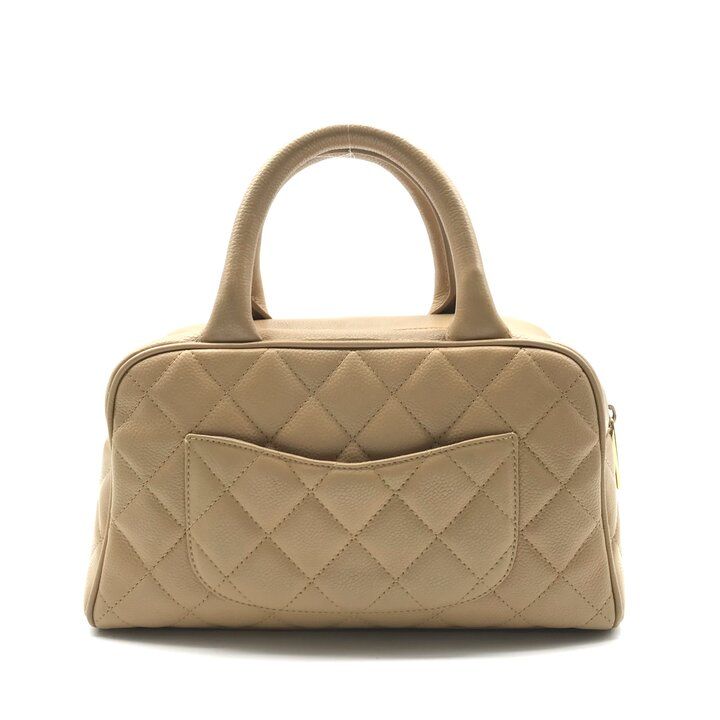 Chanel CC Logo Jumbo CC Quilted Mini Boston Hand Bag Beige — view 3