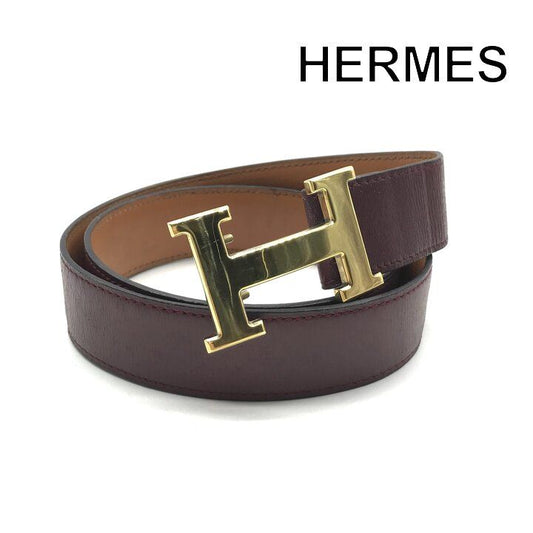 Hermes H Buckle Logo Leather Belt Suit Bordeaux