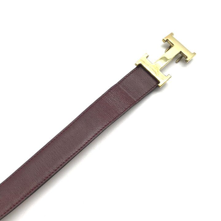 Hermes H Buckle Logo Leather Belt Suit Bordeaux — view 4