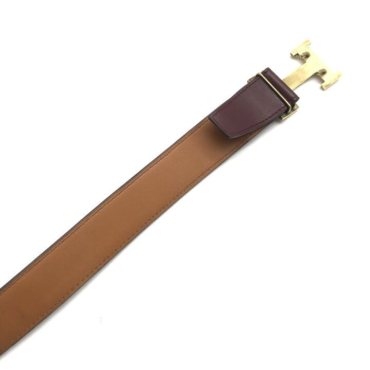 Hermes H Buckle Logo Leather Belt Suit Bordeaux — view 5