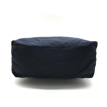 Prada Nylon Quilted Chain Shoulder Tote Bag Navy — view 3