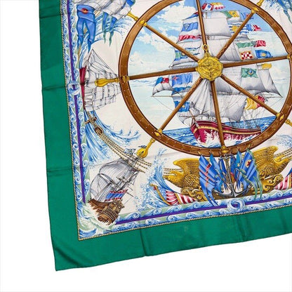 Hermes Vintage Carre 90 Scarf Silk 100% Green — view 2