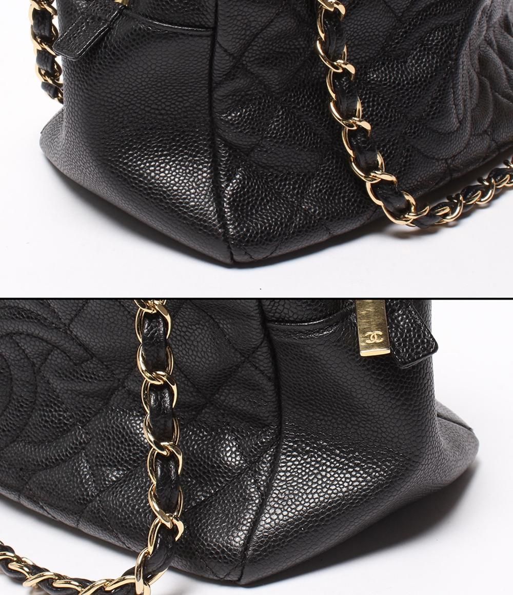 Chanel Chain Shoulder Bag Gold Quilted Caviar Leather Petit Timeless — view 8