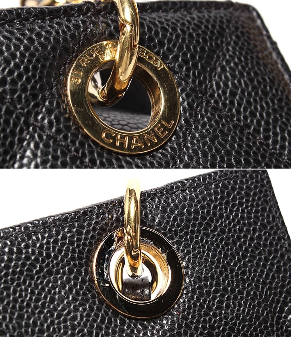 Chanel Chain Shoulder Bag Gold Quilted Caviar Leather Petit Timeless — view 6