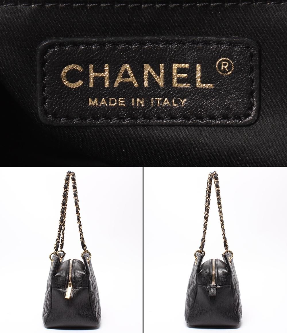 Chanel Chain Shoulder Bag Gold Quilted Caviar Leather Petit Timeless — view 4