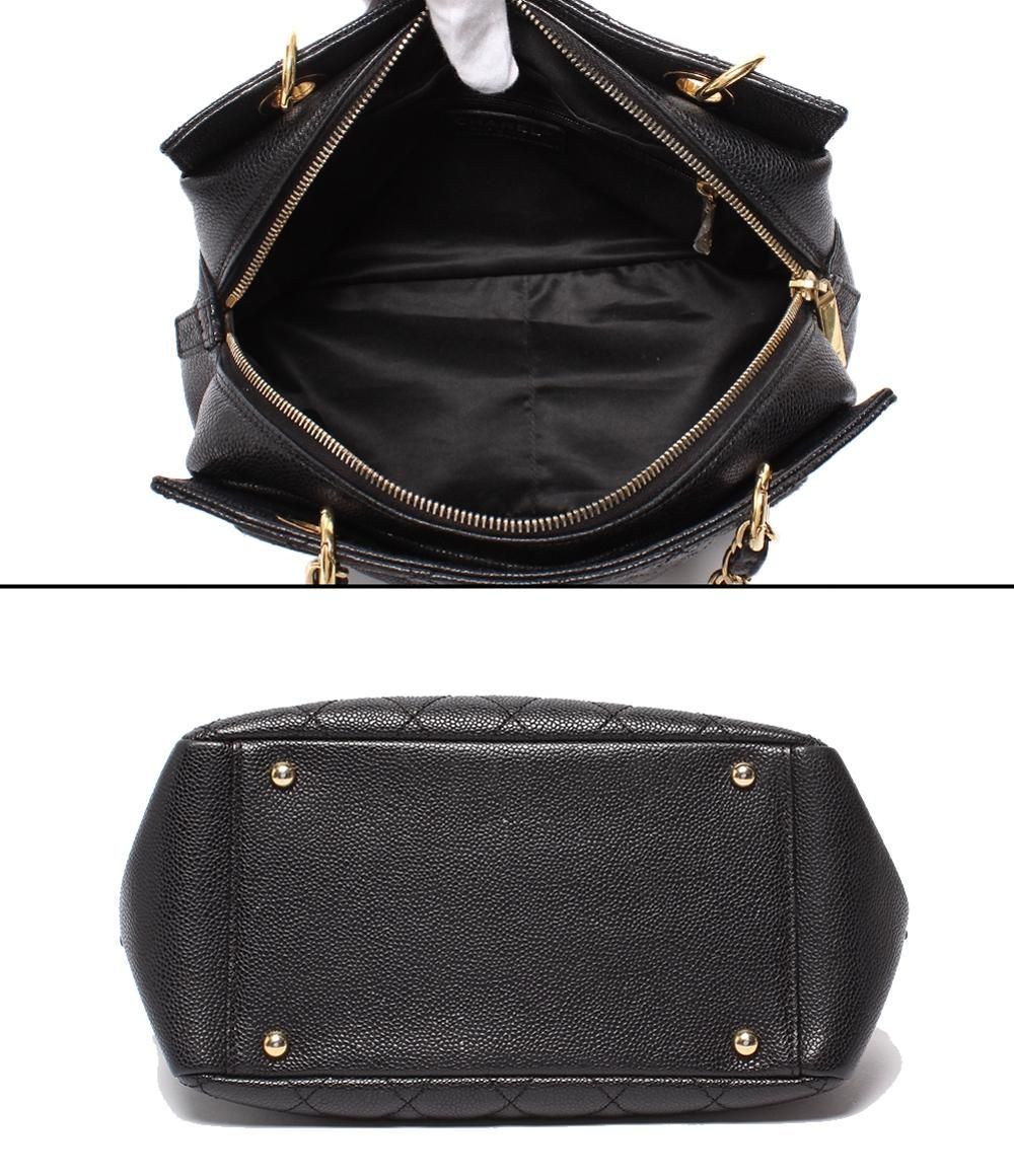 Chanel Chain Shoulder Bag Gold Quilted Caviar Leather Petit Timeless — view 3