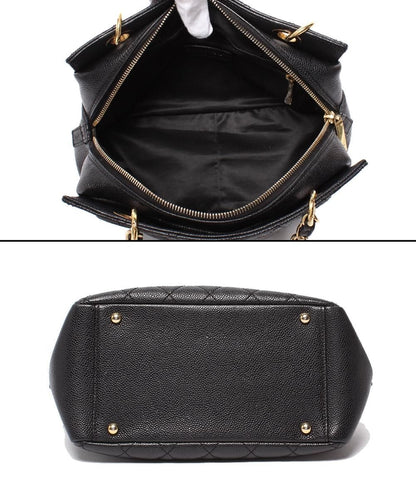 Chanel Chain Shoulder Bag Gold Quilted Caviar Leather Petit Timeless — view 3