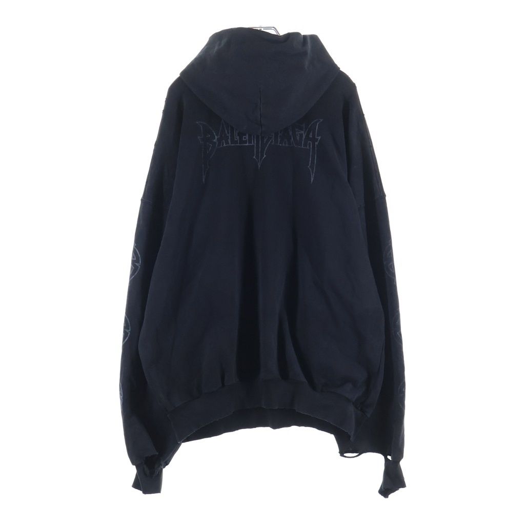 Balenciaga Paris Moon Pari Distressed Oversizepullover Hoodie Black — view 2