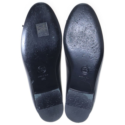 Chanel CC Logo Leather Flat Shoes Pumps Black — view 5