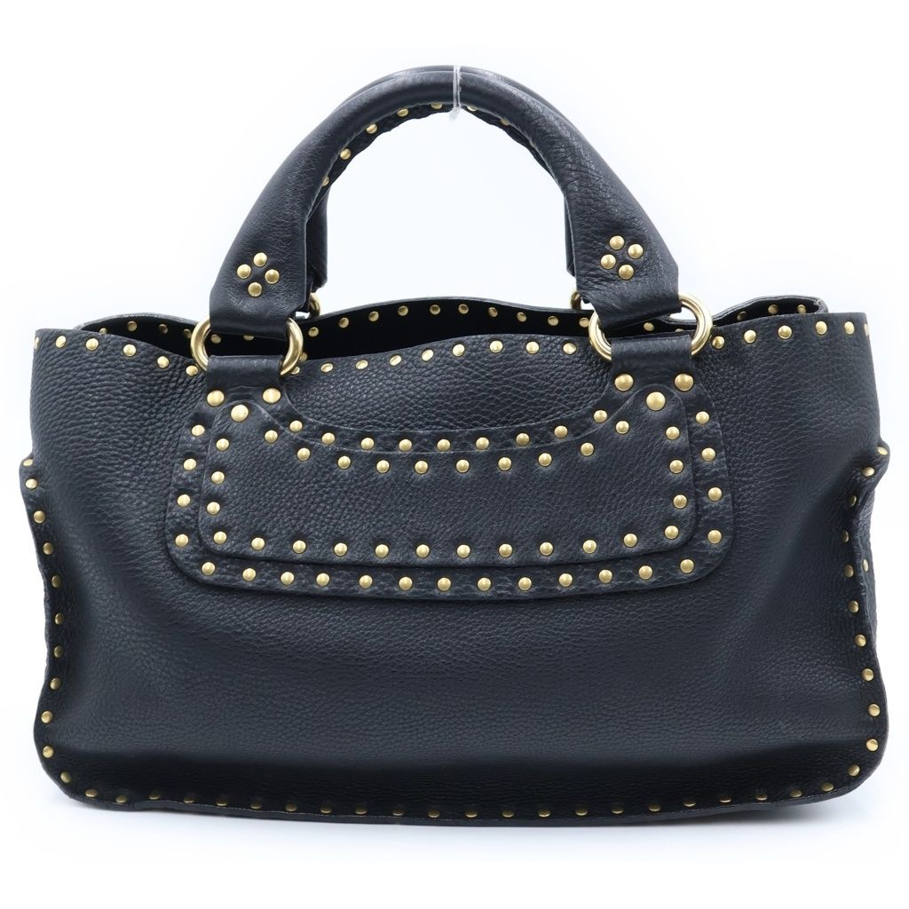 Celine Studded Design Boogie Bag Handbag Black Leather Gold — view 2