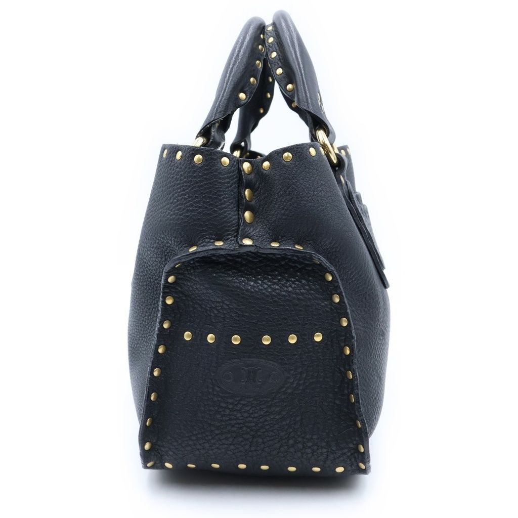 Celine Studded Design Boogie Bag Handbag Black Leather Gold — view 3