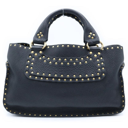 Celine Studded Design Boogie Bag Handbag Black Leather Gold